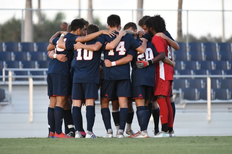 College soccer team on field