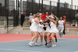 College sport team cheering