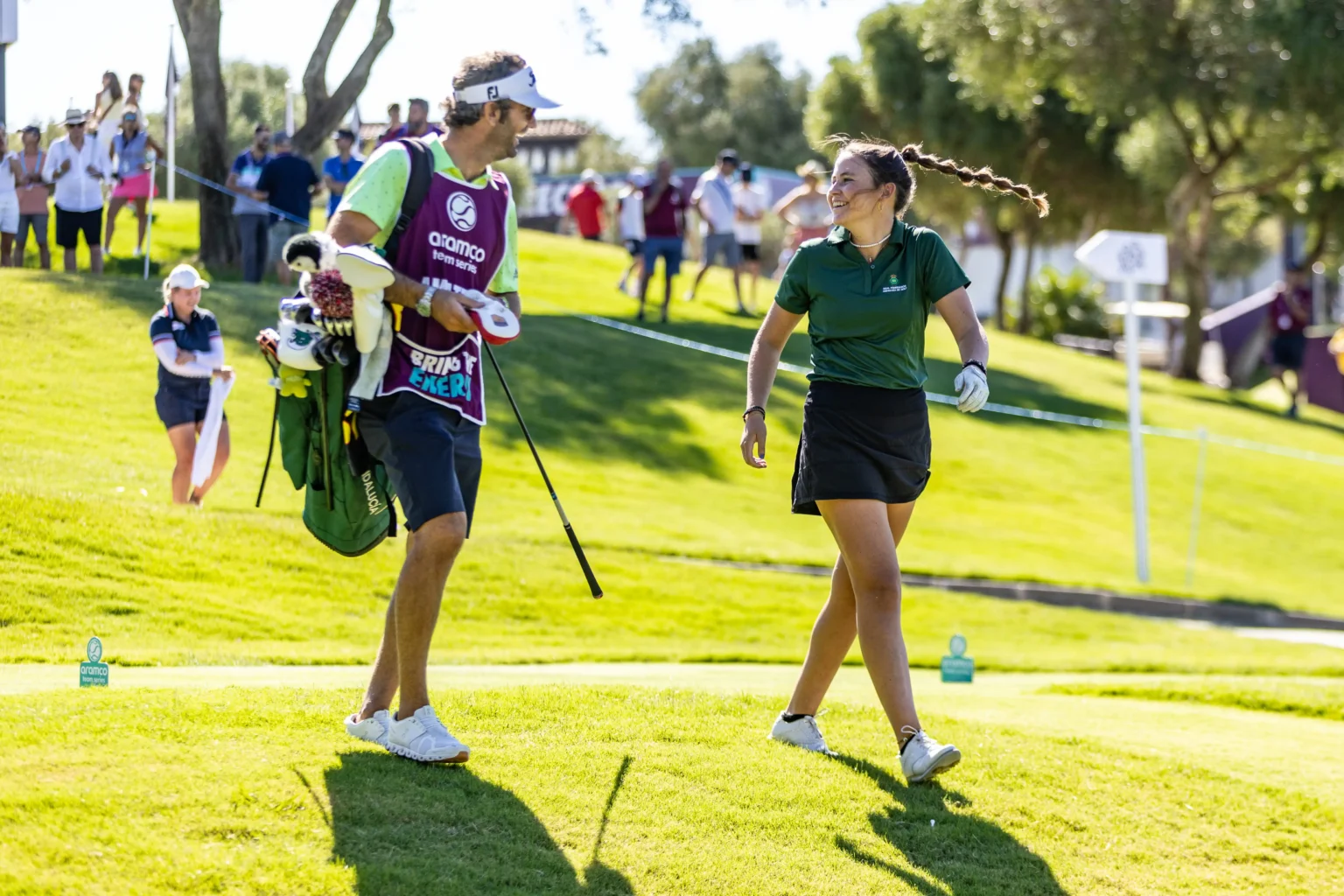 Female university athlete on golf course