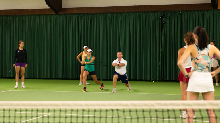 Warm-up session at college showcase with Clive Brewer