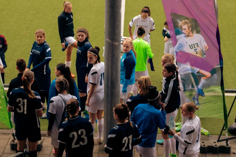 female players at soccer showcase