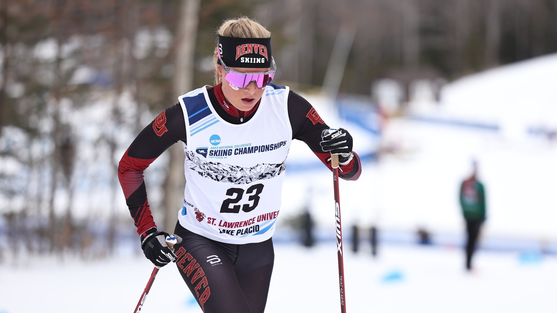 Female skier during a competition