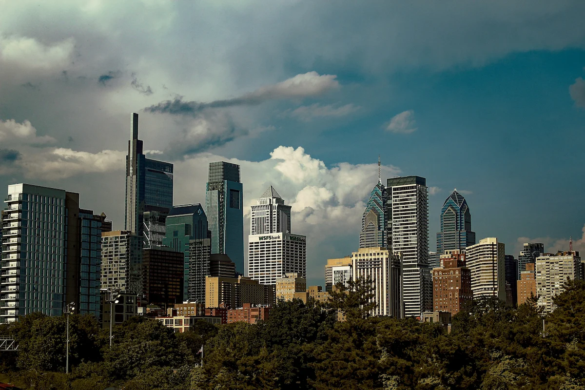 Skyline der USA mit Wolkenkratzern
